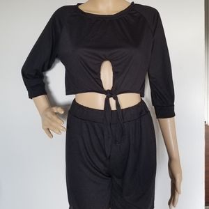 Tie Knot Short Sleeve Shorts Set